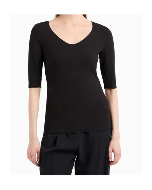 Emporio Armani Blue Stretch V-Neck T-Shirt