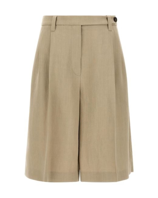 Brunello Cucinelli Natural Fluid Twill Sartorial Bermuda Shorts