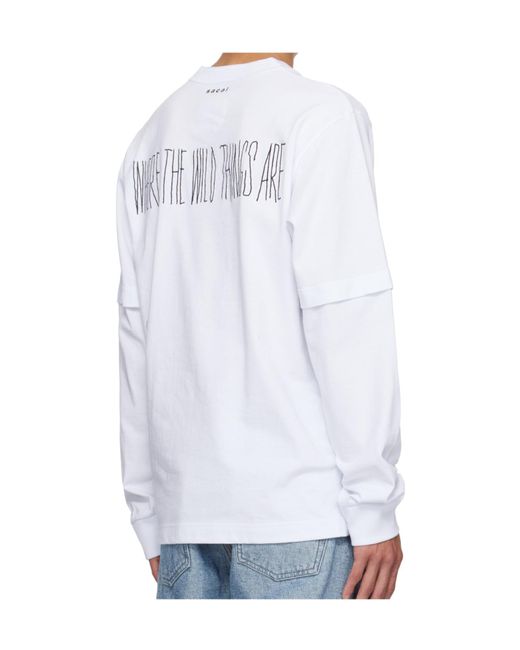 Sacai White Crew Neck T-Shirt for men