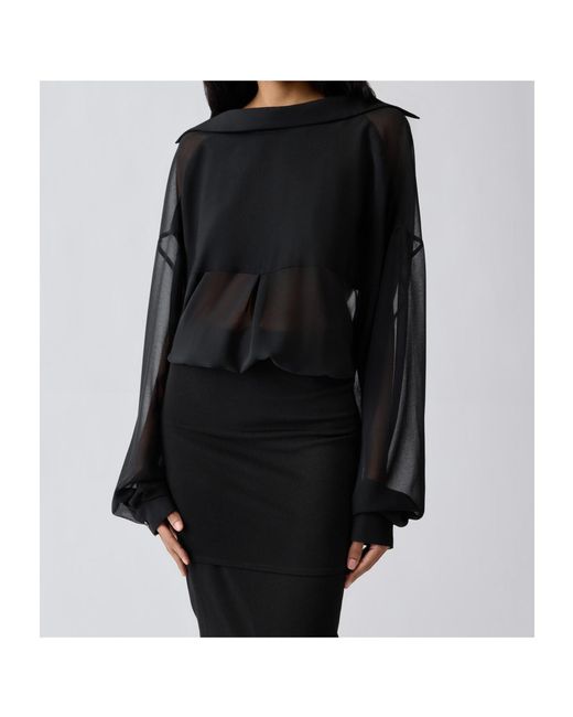Jacquemus Black Siroco Ruched Sheer-Panel Midi Dress