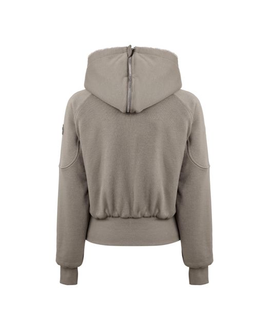 Moose Knuckles Gray Taupe Cropped Zipup Hoodie