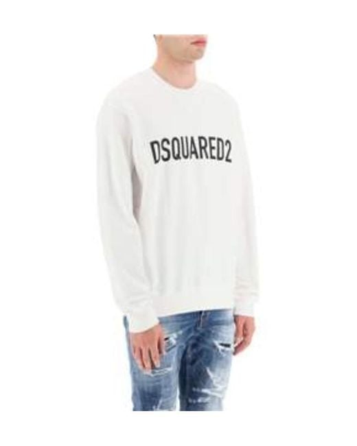 DSquared² White Logo-Print Crew-Neck Sweatshirt for men