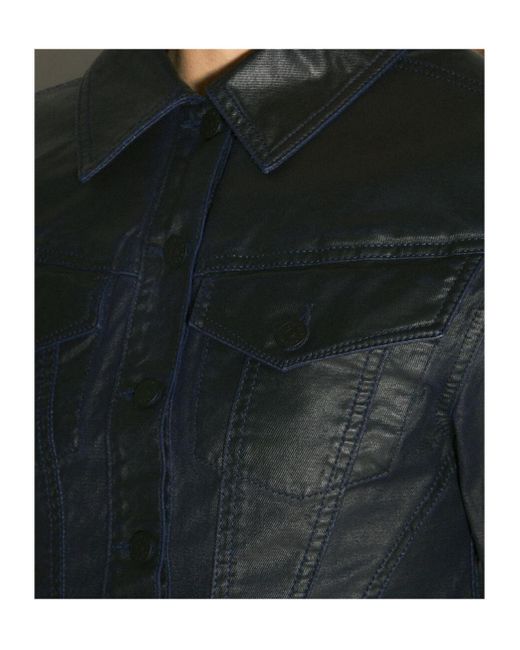Mugler Black Long-Sleeved Denim Coat