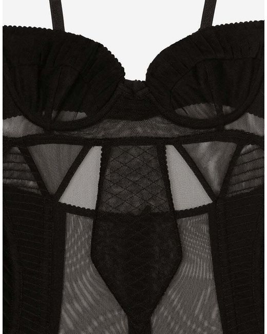 Dolce & Gabbana Black Corset Tulle Mini Dress
