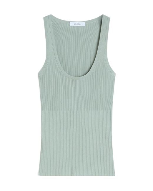 Max Mara Green Ghiro Ribbed Knit Tank Top