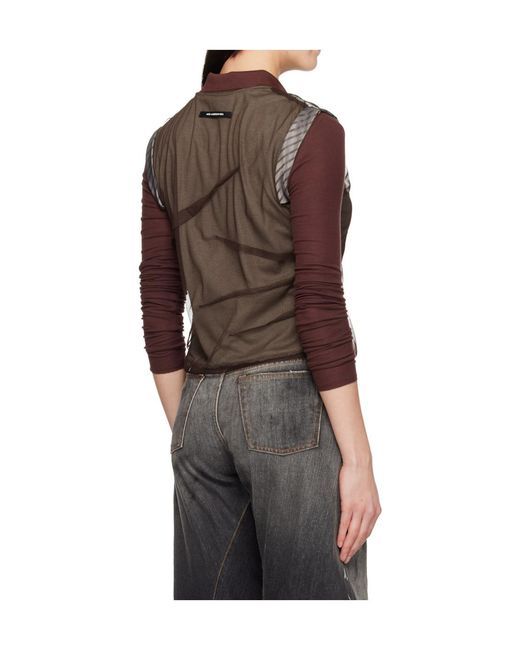 ANDERSSON BELL Green Layered Mesh Pleated Top