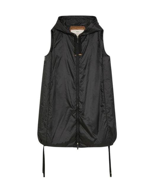Max Mara Black The Cube Sleeveless Hooded Puffer Jacket