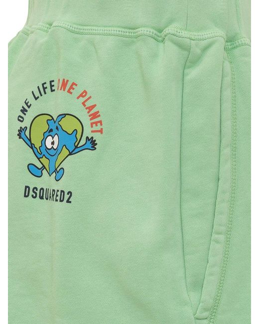 DSquared² Green Logo-Print Cotton Shorts for men