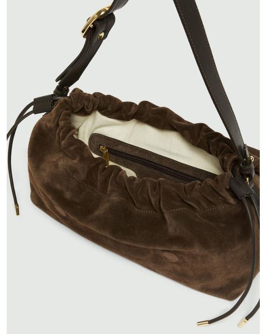 Marella Brown Suede Drawstring Bag