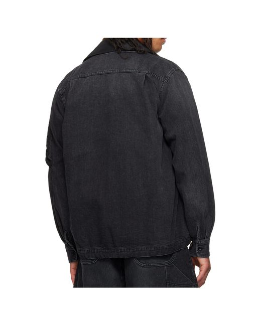 Sacai Black Panelled Zip Denim Jacket for men
