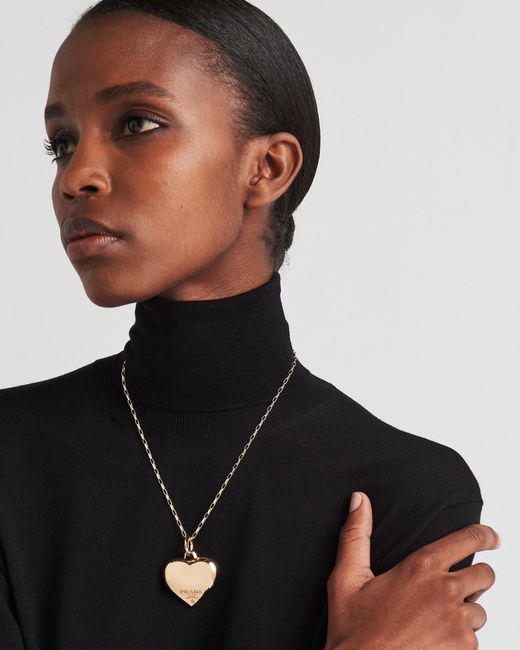 Prada White Eternal Medium Pendant Necklace