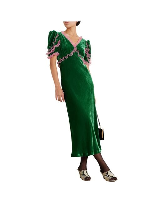 Saloni Green Velvet Dress