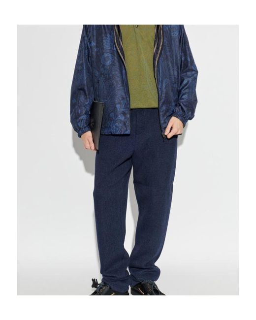 Etro Blue Arnica Motif Jacquard Jogging Trousers for men