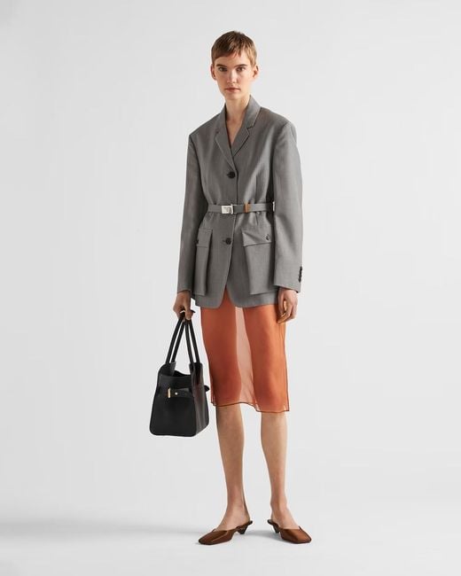 Prada Orange Straight Hem A-Line Midi Skirt