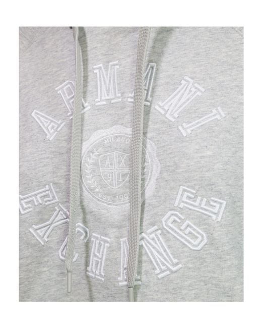ARMANI EXCHANGE Gray Long-Sleeved Hooded Sweatshirt