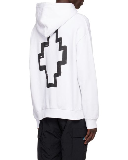 Marcelo Burlon White County Of Milan Tempera Cross Drawstring Hoodie for men