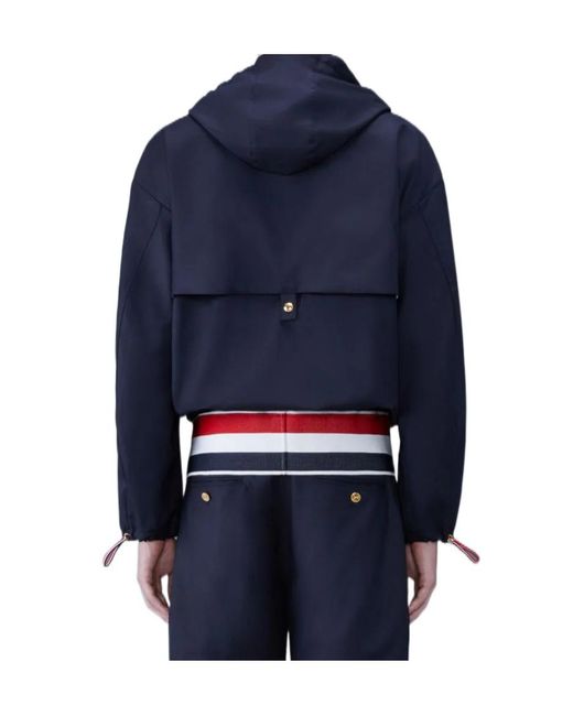 Thom Browne Blue Rwb-Stripe Hooded Jacket for men