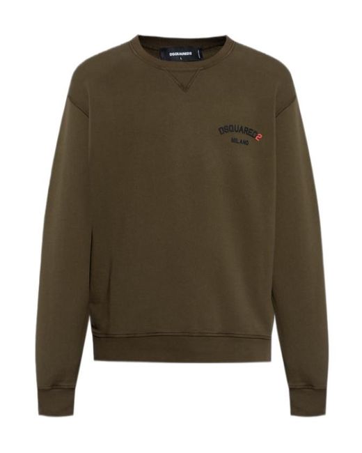 DSquared² Green Logo-Embossed Crewneck Sweatshirt for men