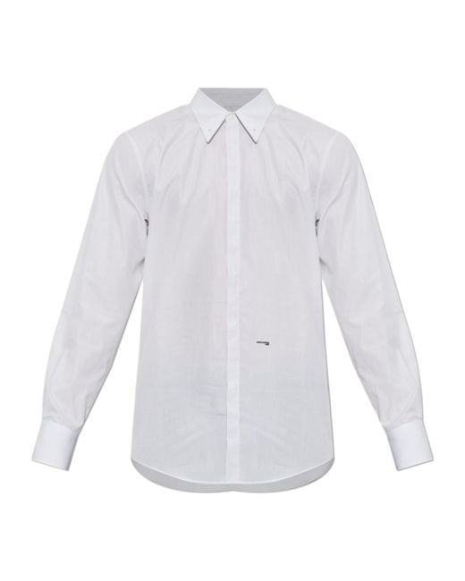 DSquared² White Easy Slim 70's Pin Collar Shirt for men