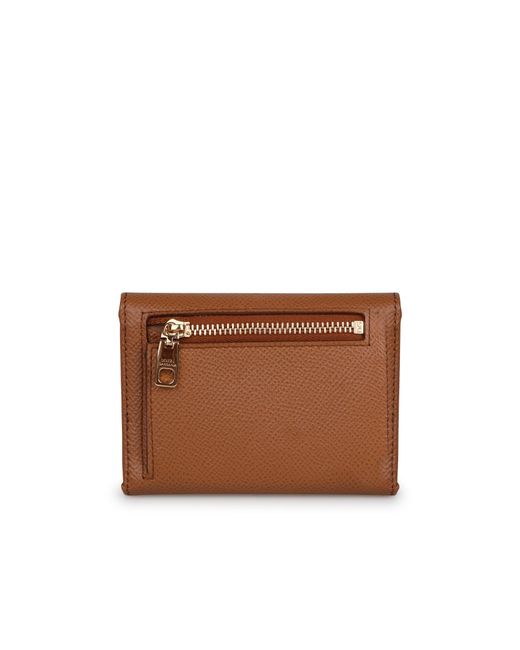 Dolce & Gabbana Brown Logo Plaque Tri-Fold Wallet
