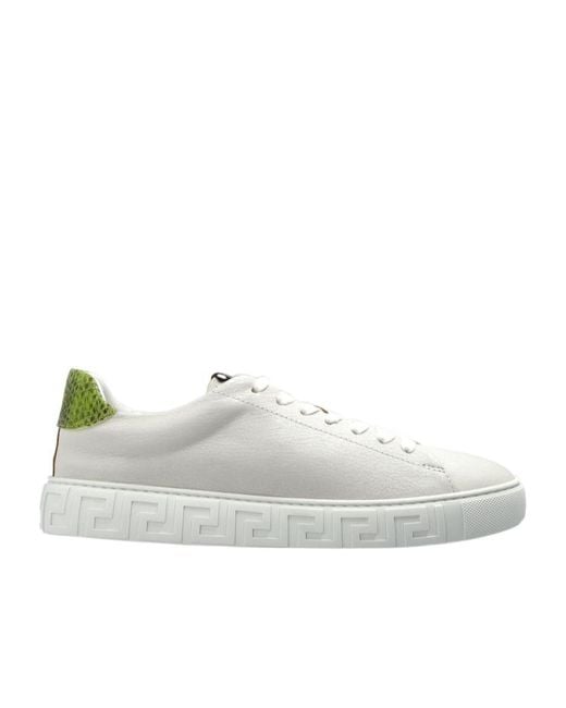 Versace White Greca Lace-Up Sneakers