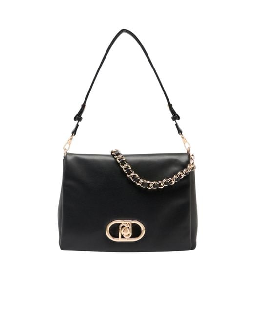 Liu Jo Black Lapuffy Large Braided Chain Logo Satchel
