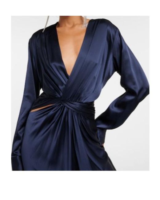 Christopher Esber Blue Triquetra Twist Silk Maxi Dress