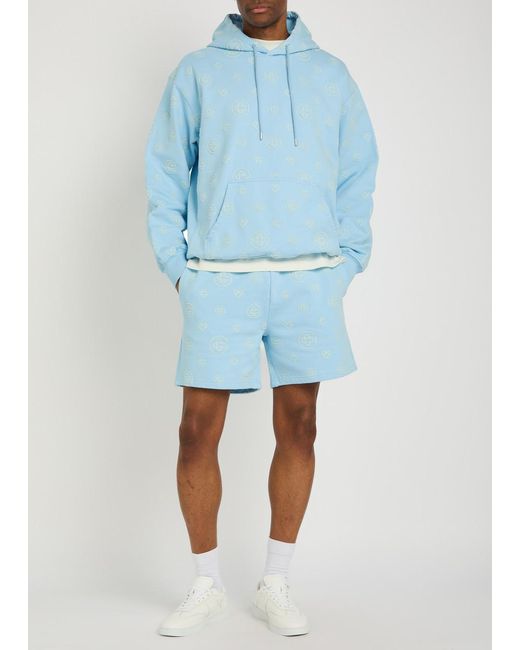 Casablanca Blue Logo-Monogrammed Cotton Shorts for men