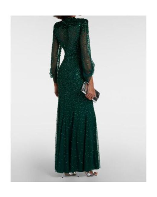 Jenny Packham Green Embellished Tulle Gown