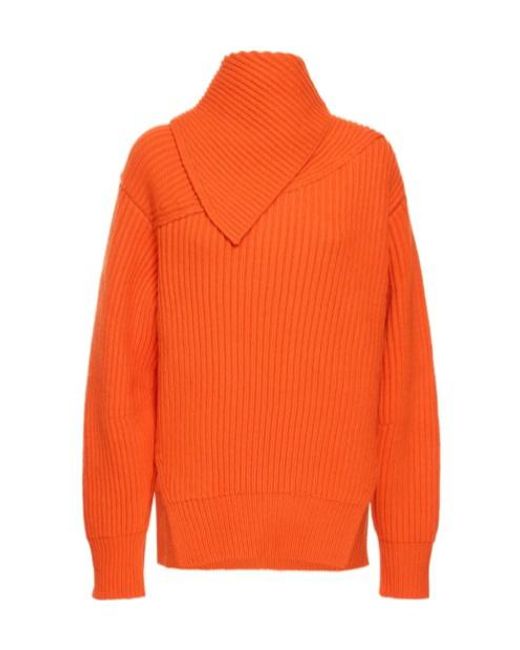 Jil Sander Orange Long-Sleeved Rib Sweater