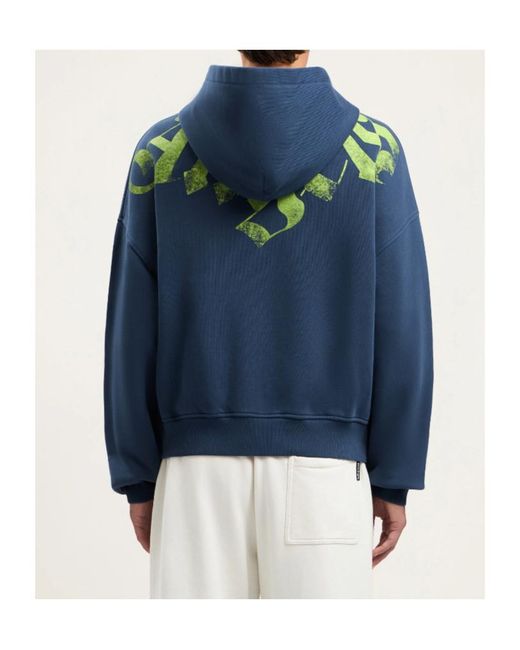 Palm Angels Blue Big Neck Logo-Print Zip-Up Hoodie for men