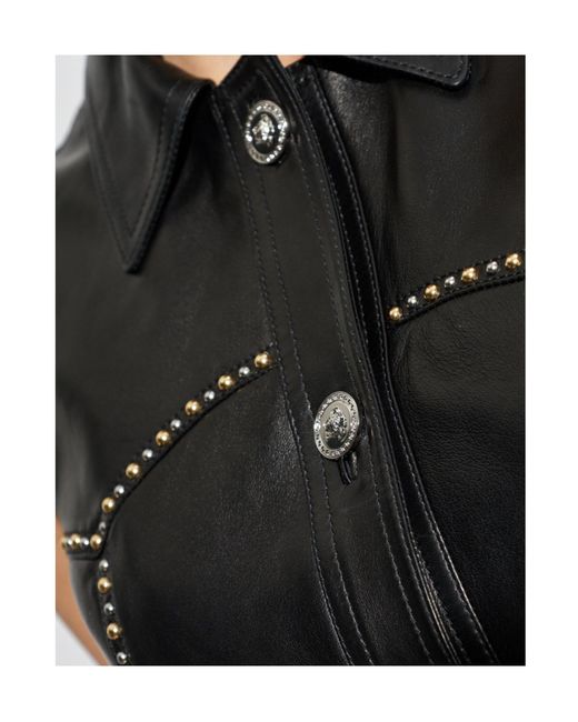 Versace Black Stud-Embellished Button-Up Gilet