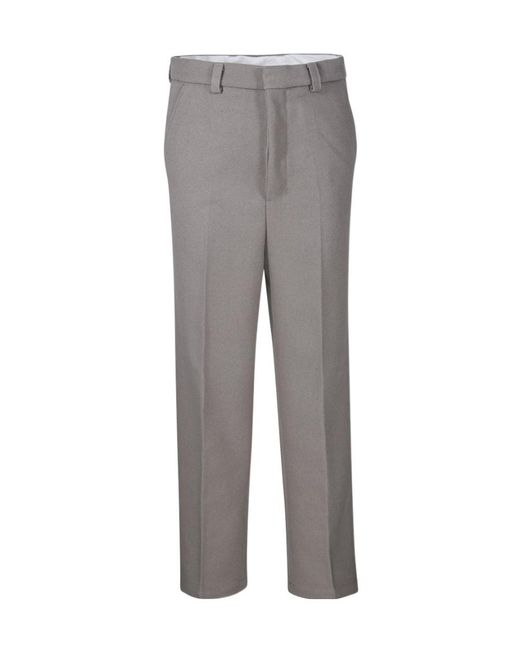 AMI Gray Straight-Leg Pleat-Detailed Trousers for men