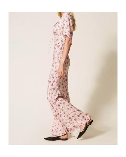 Twinset Pink Long Floral Print Dress