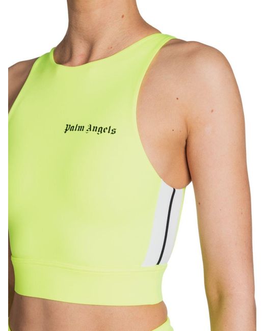 Palm Angels Yellow Side-Stripe Logo Tank Top