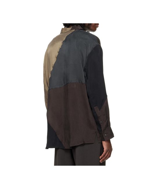 Song For The Mute Gray Patchwork Button-Fastening Shirt for men