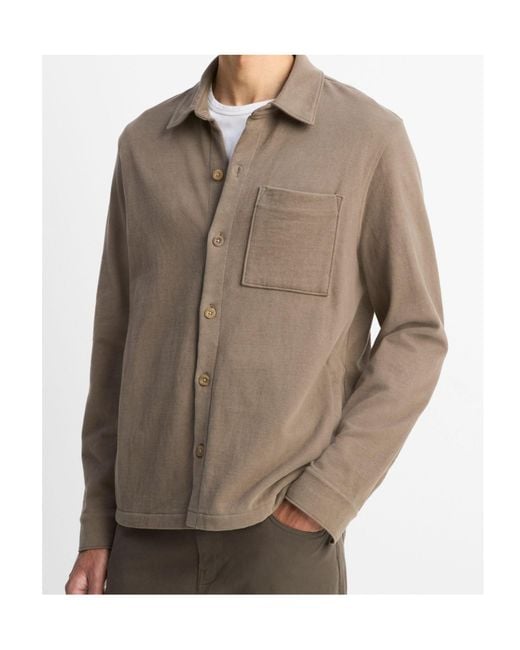 Vince Brown Sueded Cotton Overshirt Jacket for men