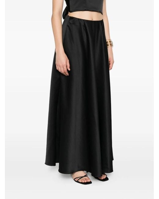 Forte_forte Black Satin A-Line Skirt