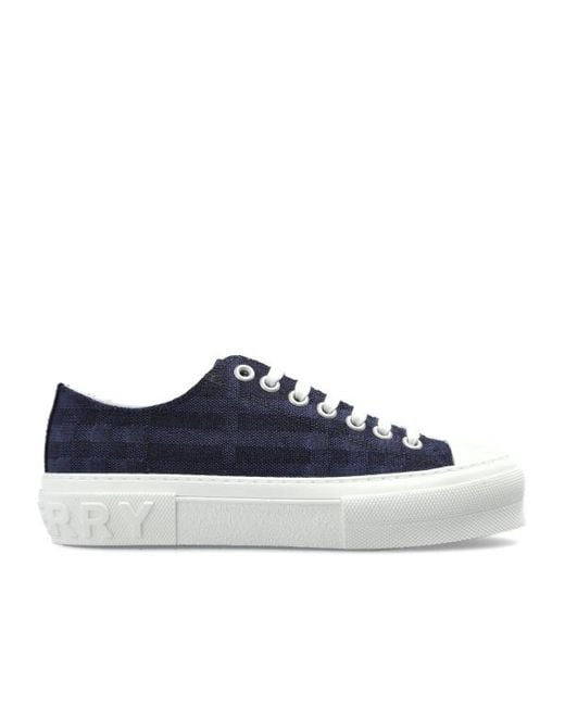 Burberry Blue Checked Low-Top Sneakers