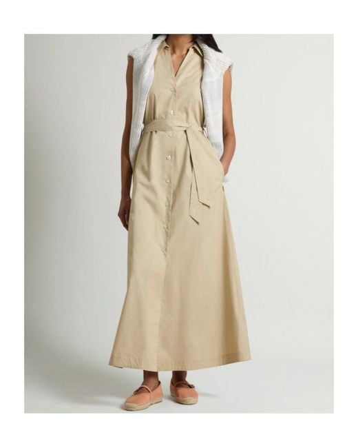Woolrich Natural Sleeveless Poplin Shirt Dress