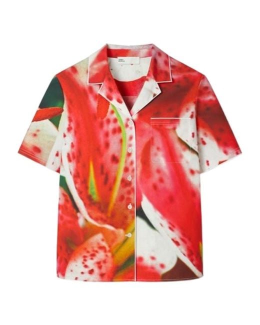 Tory Burch Red Floral-Print Shirt