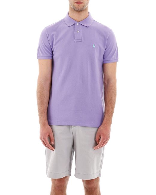 Polo Ralph Lauren Purple Logo Embroidered Short-Sleeved Polo Shirt for men