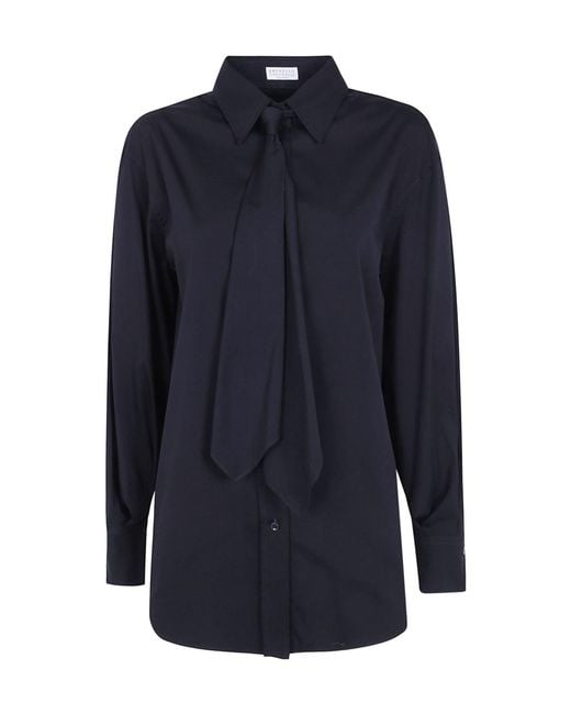 Brunello Cucinelli Blue Long-Sleeved Shirt