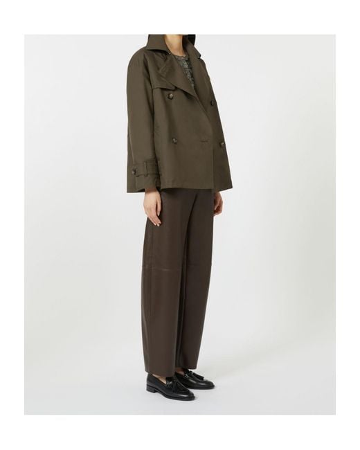 Max Mara Green Logo-Patch Double-Breasted Coat