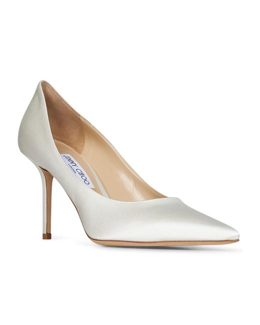 Jimmy Choo White Love 85 Satin Pumps