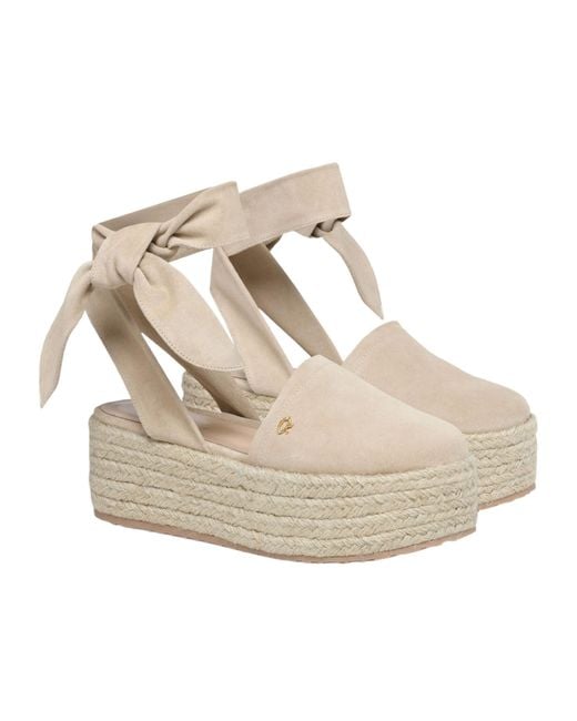 Gianvito Rossi Natural Lace-Up Ribbon Detailed Espadrillas