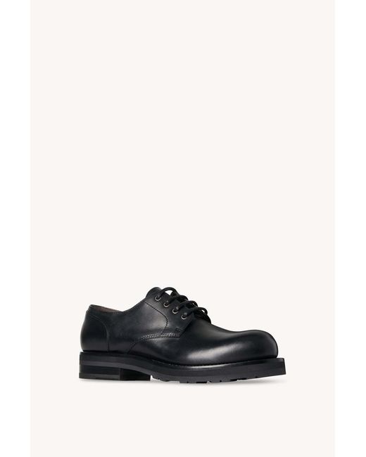 The Row Black Leather Lace-Up Shoes