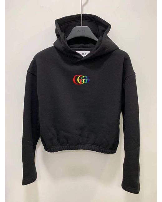 XOXOGOODBOY Black Logo-Embroidered Cropped Hoodie