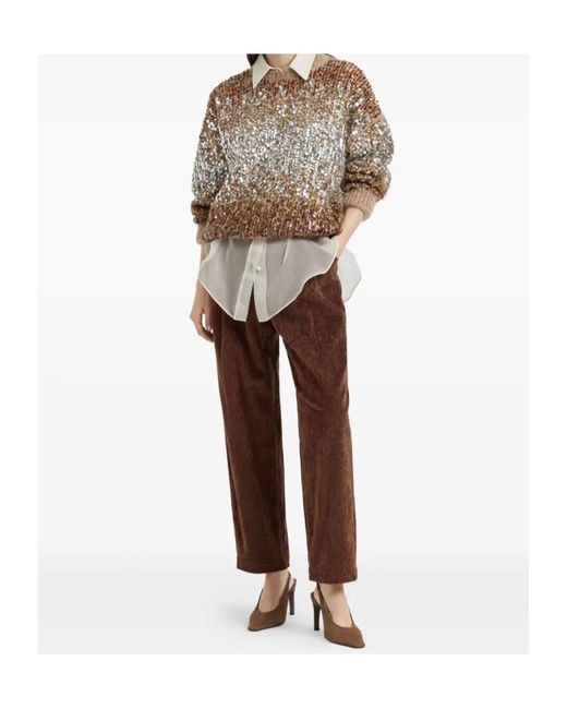 Brunello Cucinelli Purple Elastic Waist Corduroy Pants