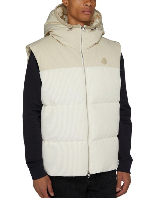 Moncler White Bentu Logo Down Vest for men